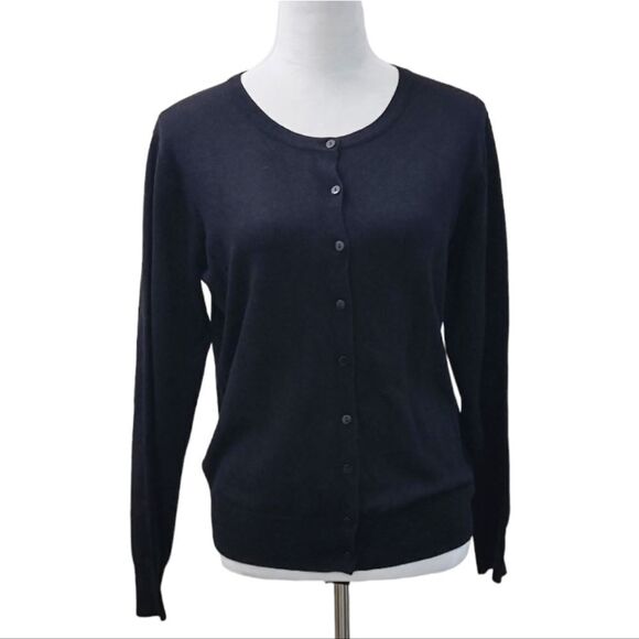 Grace Karin Classic Solid Black Soft Cardigan Button Up Long Sleeve Size L - Picture 1 of 6